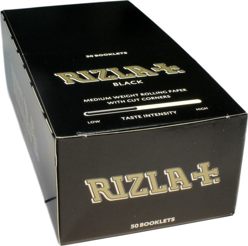 Rizla Medium Thin Black Rolling Papers (Cut Corners) - Single Wide