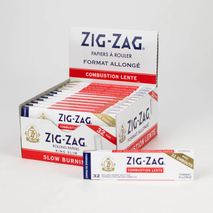 Zig-Zag White Slow Burning Rolling Papers + Tips - King Size