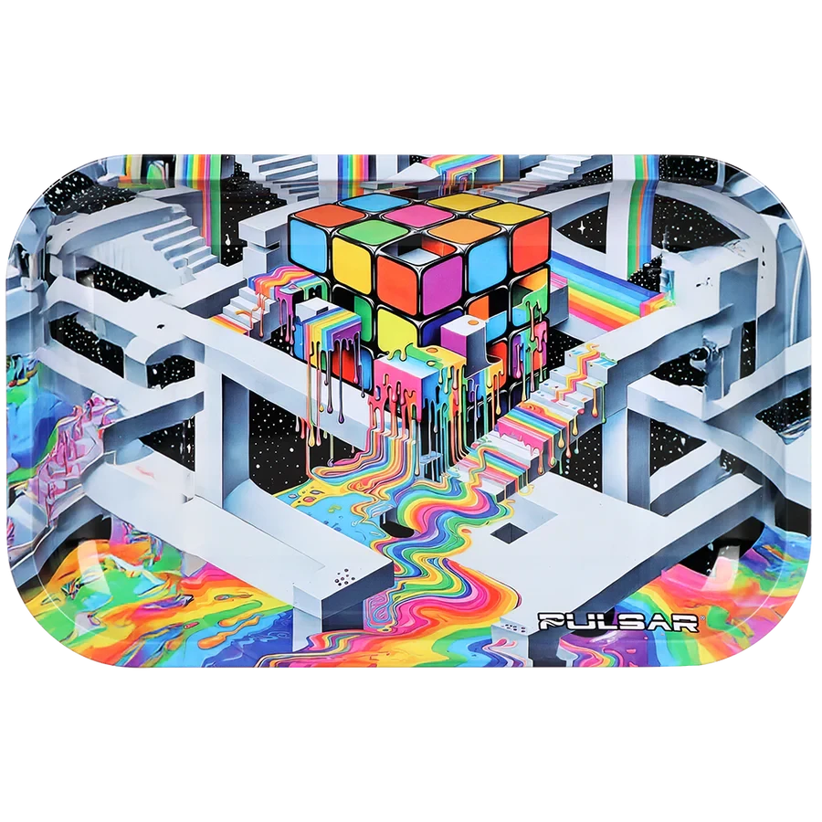 Pulsar Metal Rolling Tray - 11"x7 Cubic Reality