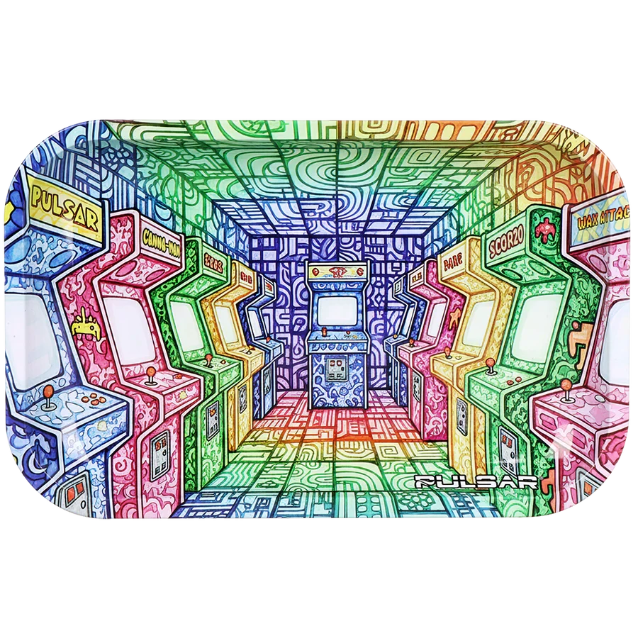 Pulsar Metal Rolling Tray - 11"x7 Arcade Madness