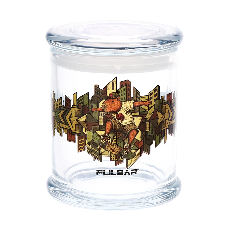 Pulsar Pop Top Glass Jar - 4.5" x 3.9" / Large Capy Rides