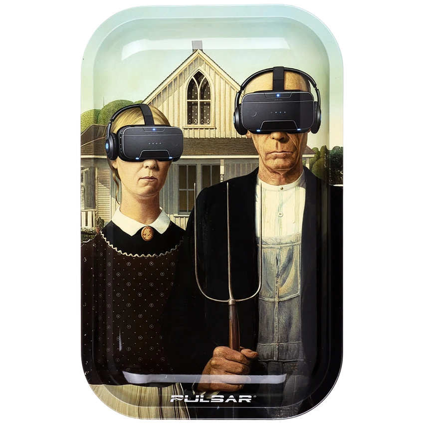 Pulsar Metal Rolling Tray - 11"x7 Virtual American Gothic