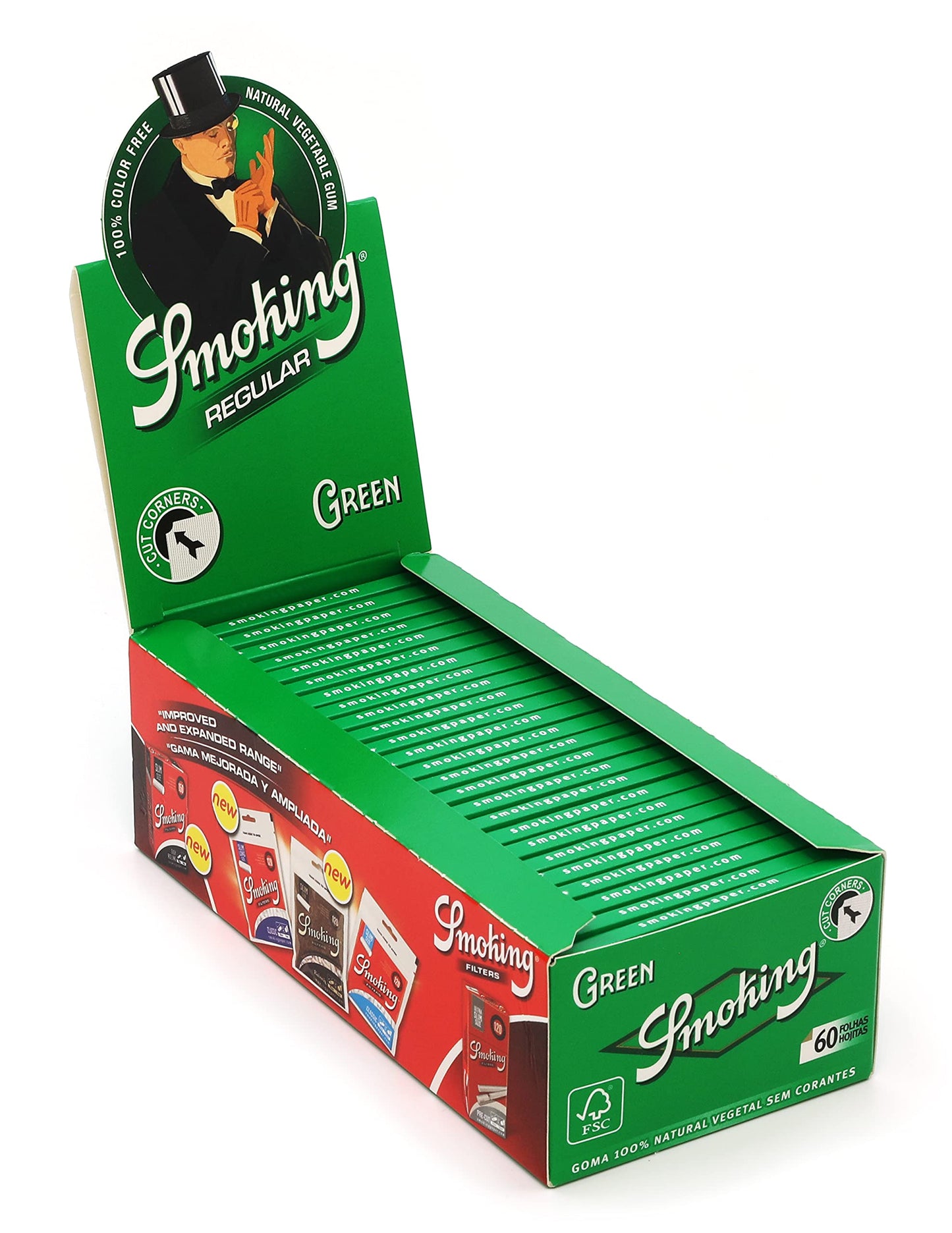 Smoking Green Rolling Paper - Regular Size (Cut Corners)