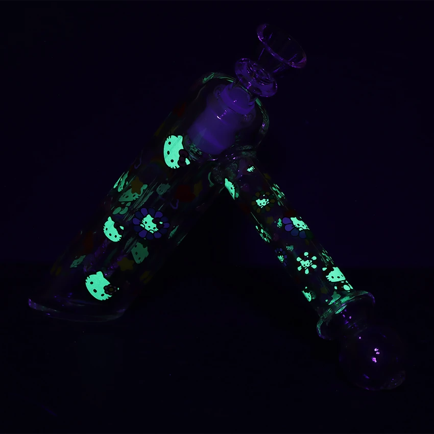 Happy Feels Kitty Bubbler 6" 14mm (Glow in the dark)