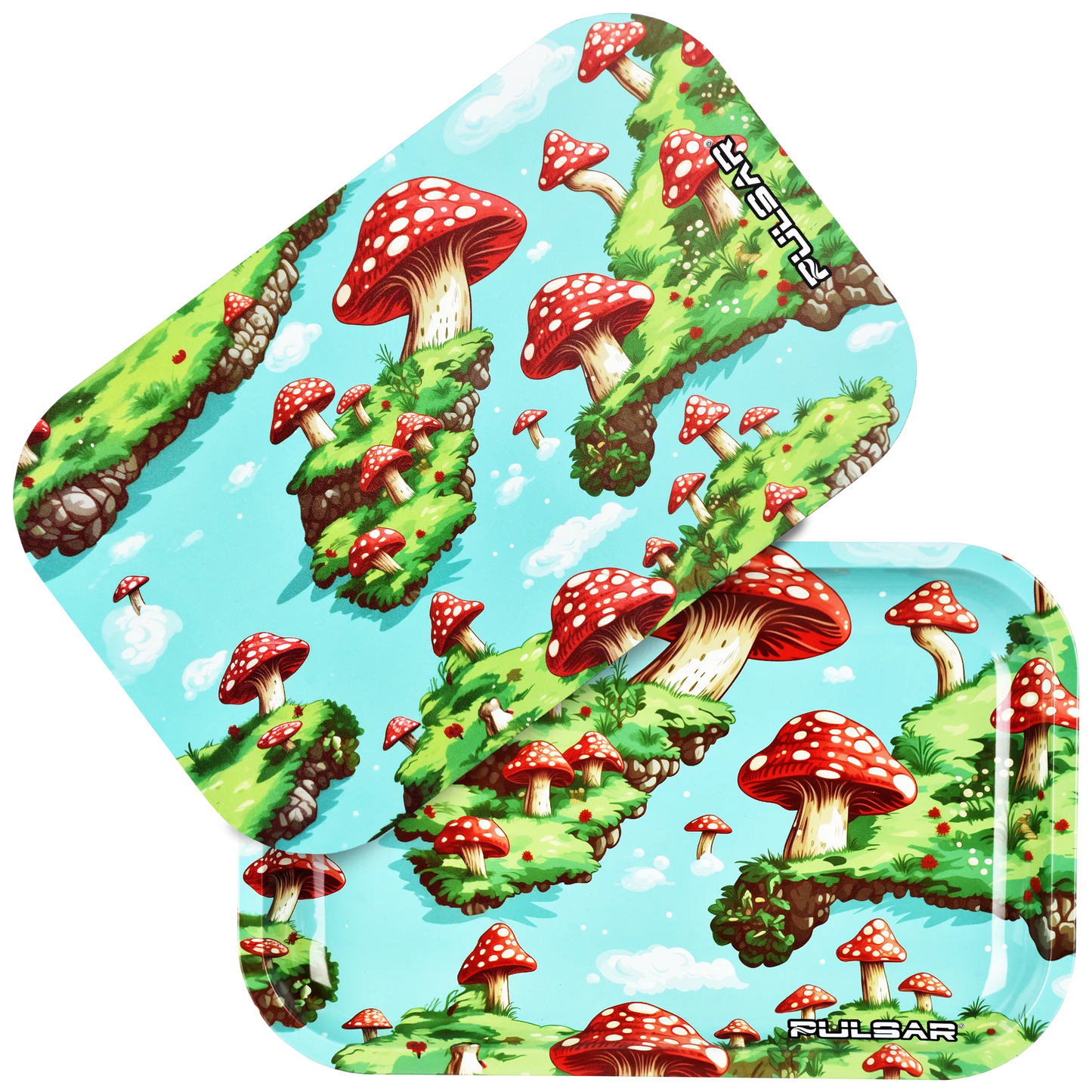 Pulsar Rolling Tray with Lid - Floating Mushrooms