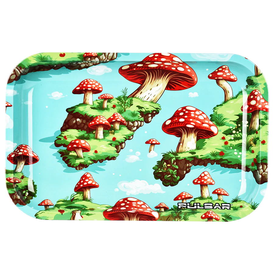 Pulsar Rolling Tray with Lid - Floating Mushrooms
