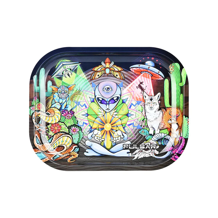 Pulsar Rolling Tray with Lid - Psychedelic Desert