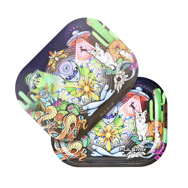Pulsar Rolling Tray with Lid - Psychedelic Desert