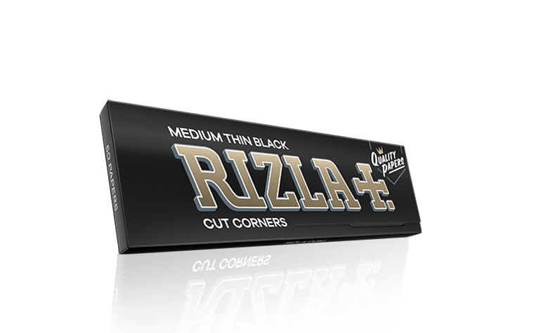Rizla Medium Thin Black Rolling Papers (Cut Corners) - Single Wide