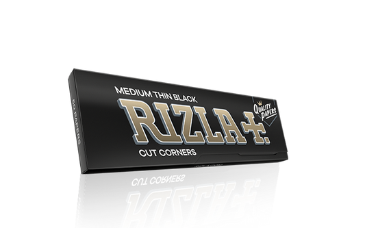 Rizla Medium Thin Black Rolling Papers (Cut Corners) - Single Wide