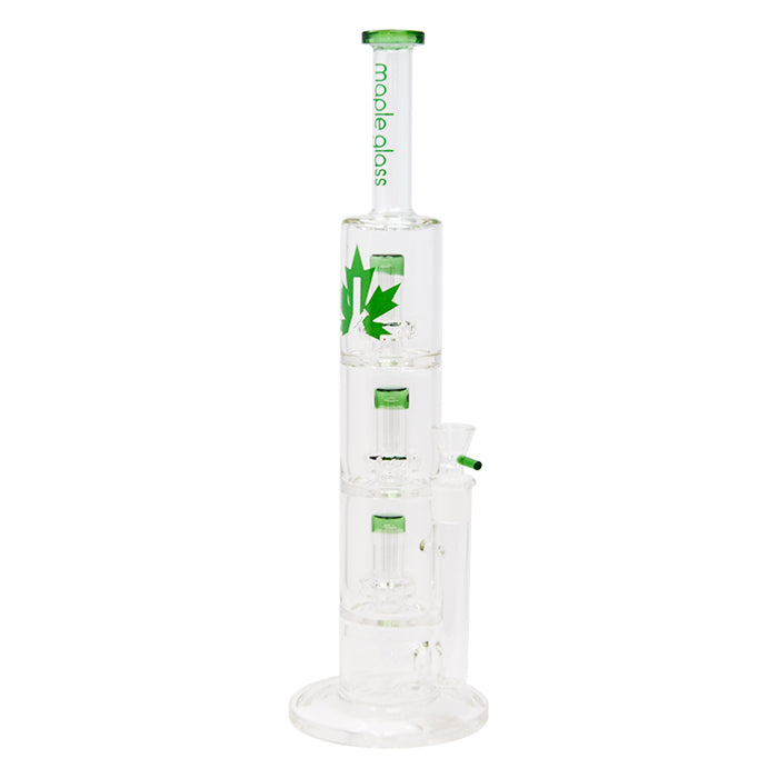 Maple Glass Triple Tire Perc Straight Tube - Green