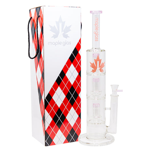 Maple Glass Triple Tire Perc Straight Tube - Pink