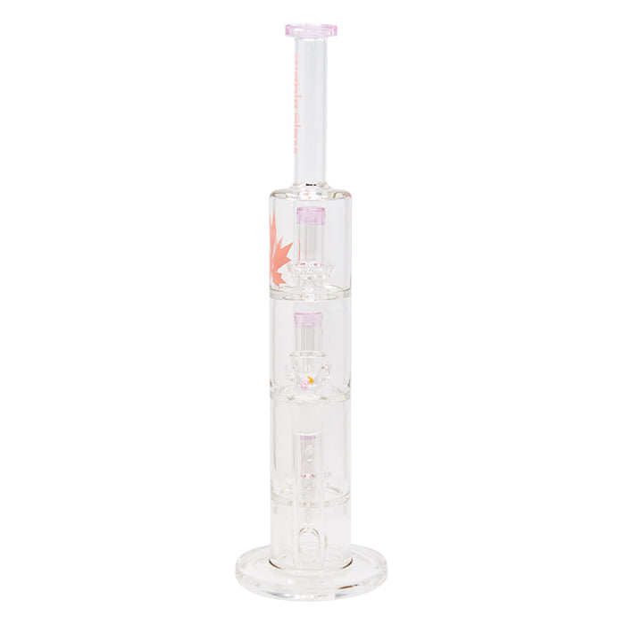 Maple Glass Triple Tire Perc Straight Tube - Pink