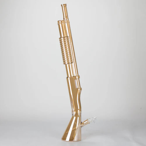 Electroplated Shotgun Bong with Stand - Amber
