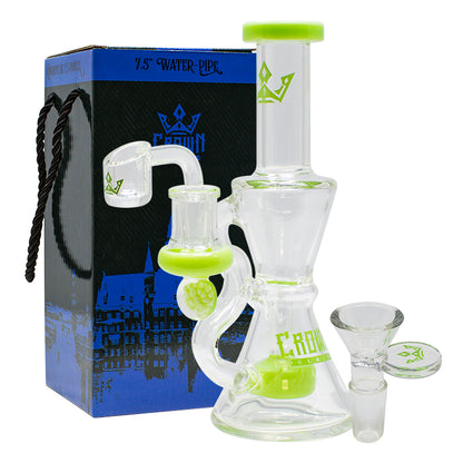 Crown Glass Hourglass Bong + Rig - Green