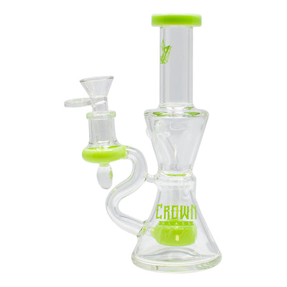 Crown Glass Hourglass Bong + Rig - Green