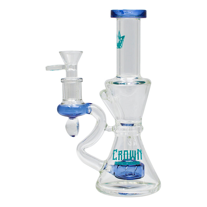 Crown Glass Hourglass Bong + Rig - Blue