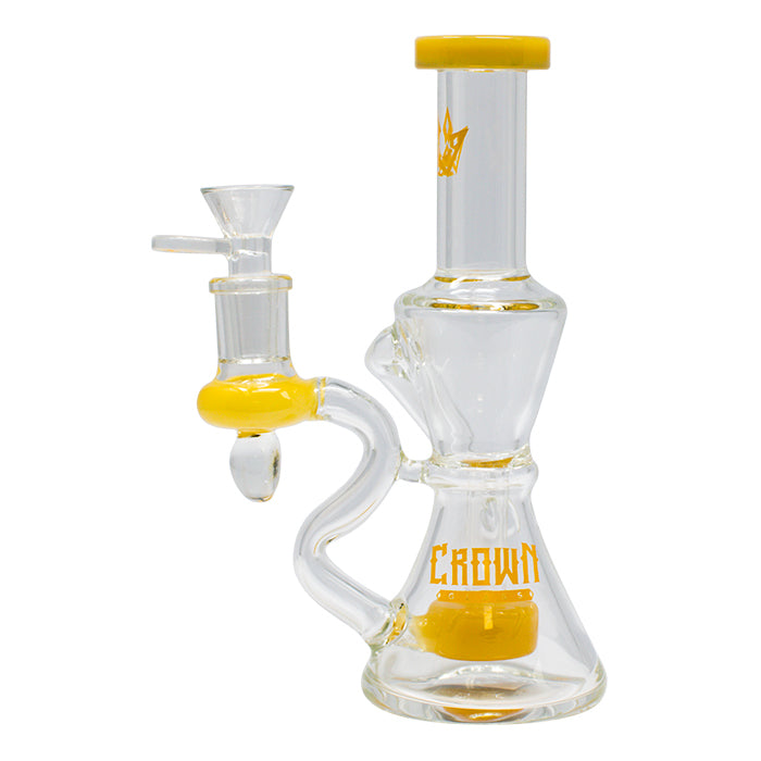 Crown Glass Hourglass Bong + Rig - Yellow