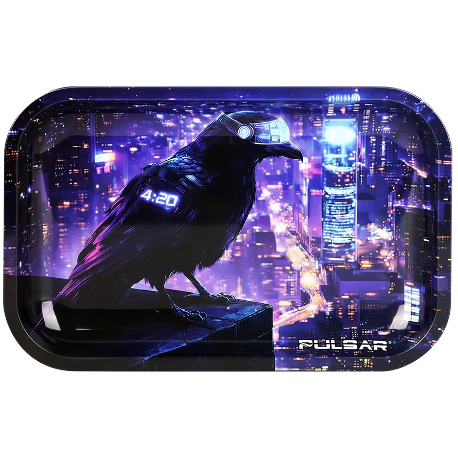 Pulsar Metal Rolling Tray - 11"x7 Agent Crow