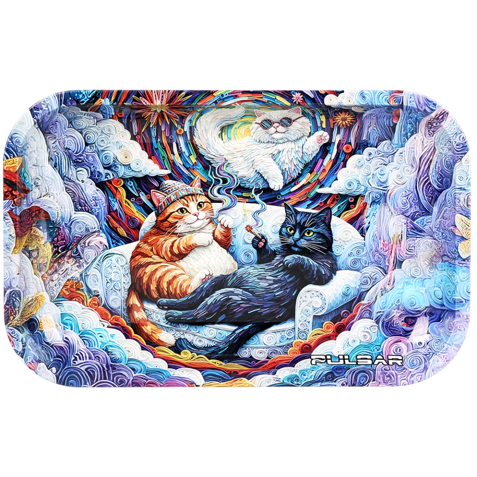 Pulsar Metal Rolling Tray - 11"x7 Couch Cats
