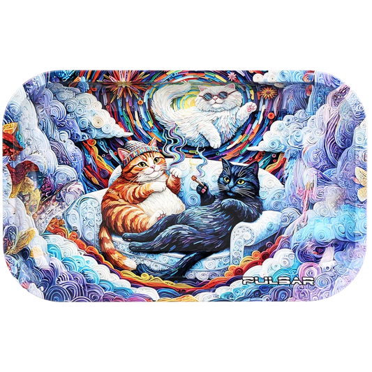 Pulsar Metal Rolling Tray - 11"x7 Couch Cats