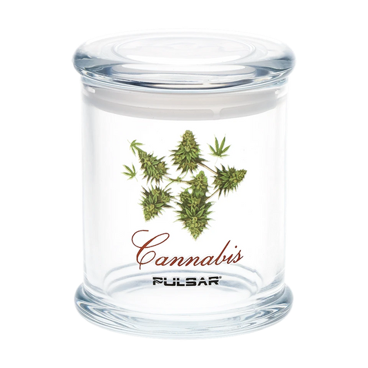 Pulsar Pop Top Glass Jar - 4.5" x 3.9" / Large Cannabis