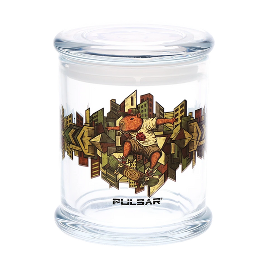 Pulsar Pop Top Glass Jar - 4.5" x 3.9" / Large Capy Rides