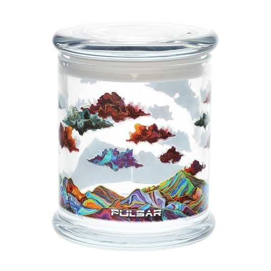 Pulsar Pop Top Glass Jar - 4.5" x 3.9" / Large Metallic Mountains