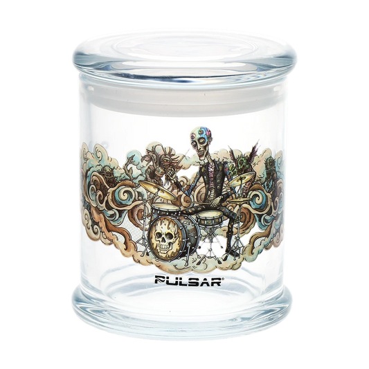 Pulsar Pop Top Glass Jar - 4.5" x 3.9" / Large Give the Drummer Some