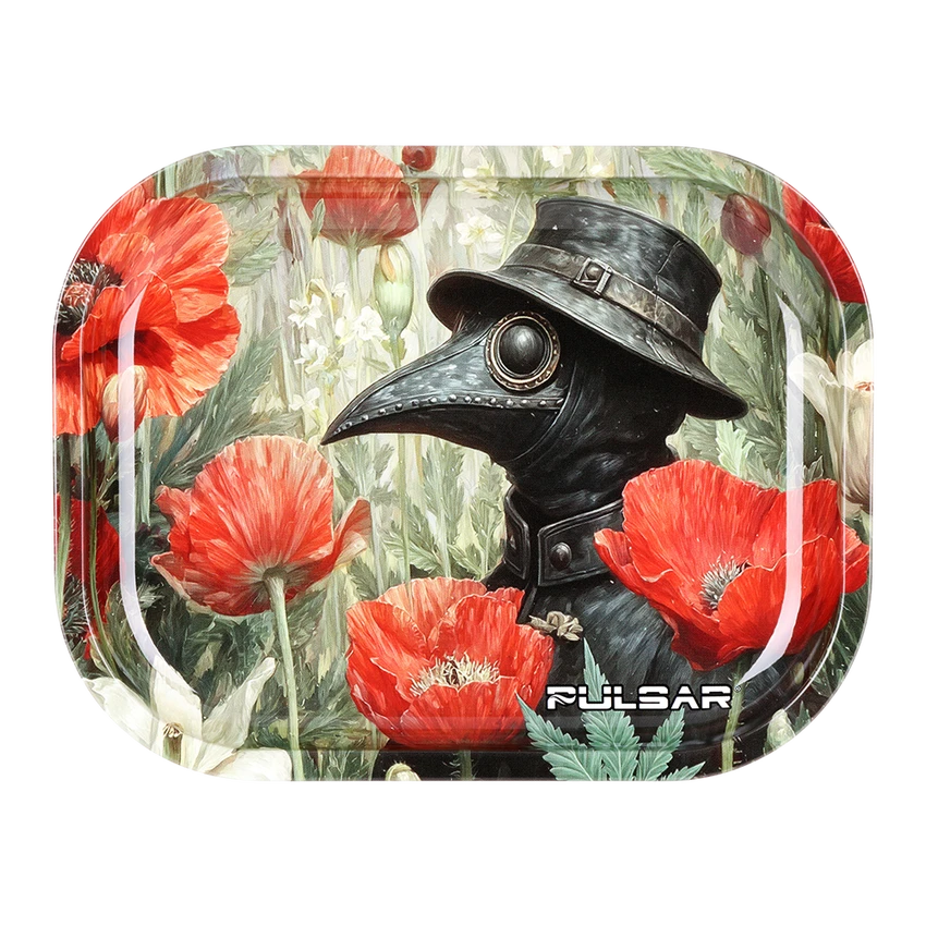 Pulsar Mini Metal Rolling Tray / 7"x5.5" Plague Doc Poppies