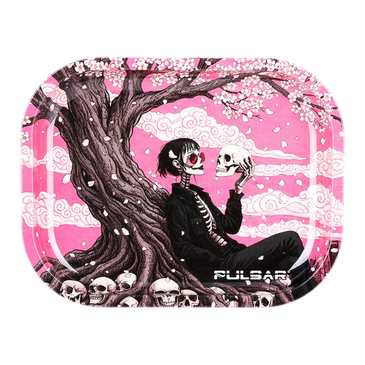 Pulsar Mini Metal Rolling Tray / 7"x5.5" Sakura Skulled