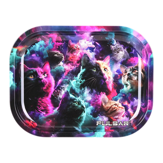 Pulsar Mini Metal Rolling Tray / 7"x5.5" Feline Dreams