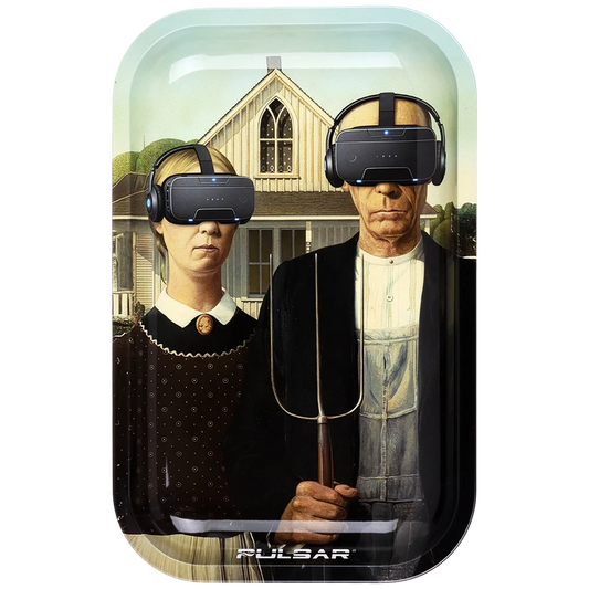 Pulsar Metal Rolling Tray - 11"x7 Virtual American Gothic