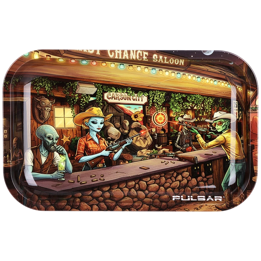 Pulsar Metal Rolling Tray - 11"x7 Western Aliens