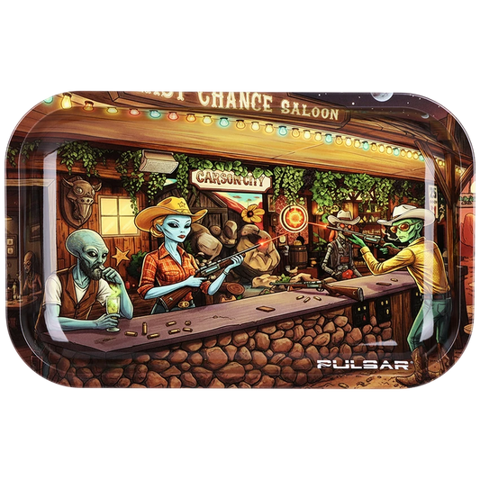 Pulsar Metal Rolling Tray - 11"x7 Western Aliens