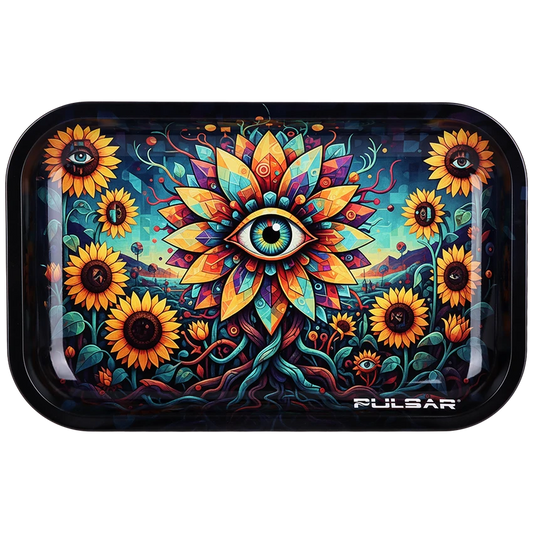 Pulsar Metal Rolling Tray - 11"x7 Eyes of the Sunflower