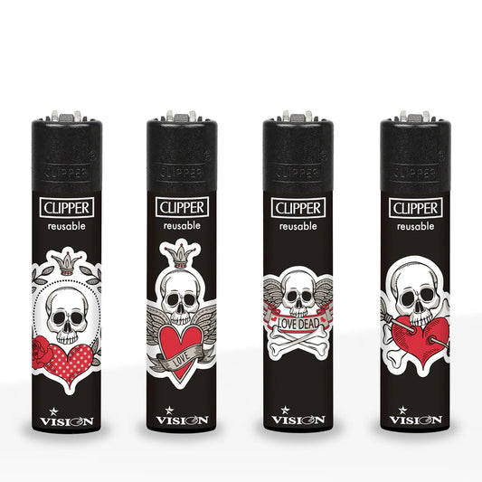 Clipper Lighters - Black & White Skull