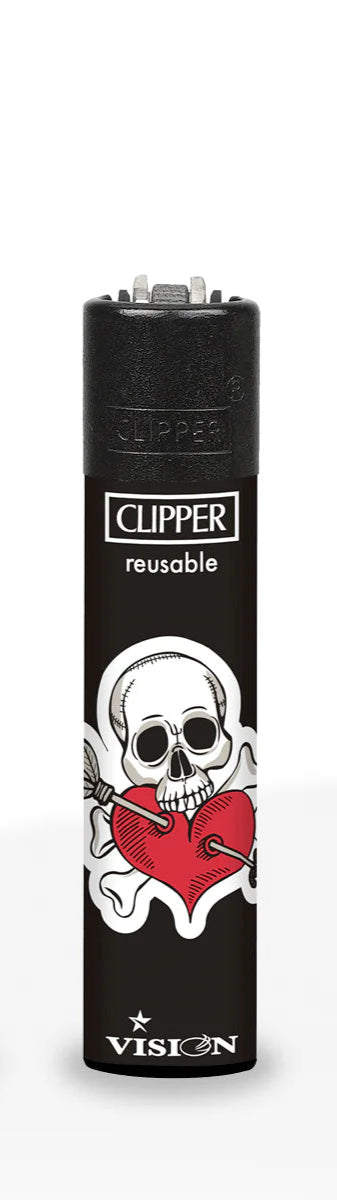 Clipper Lighters - Black & White Skull