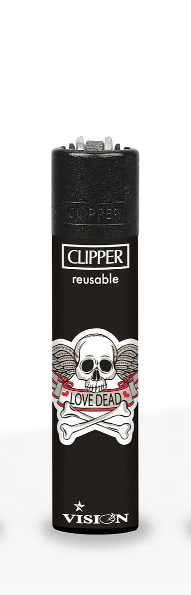 Clipper Lighters - Black & White Skull