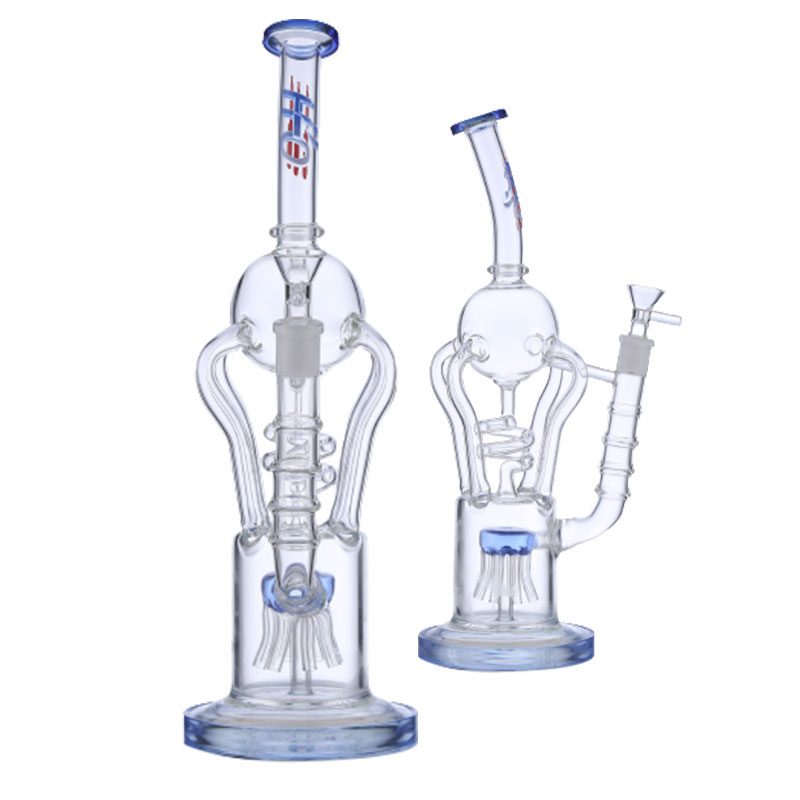 H2O Jellyfish Perc Quad Recycler - Blue