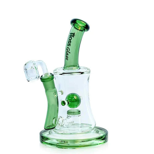 Hoss Glass Hourglass Marble Dab Rig - Green