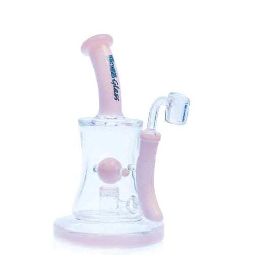 Hoss Glass Hourglass Marble Dab Rig - Pink