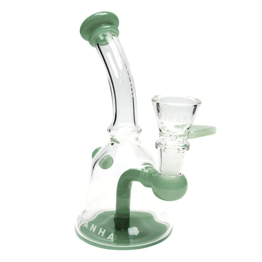 Piranha Bell Shaped Rig + Bong - Jade Green Accents