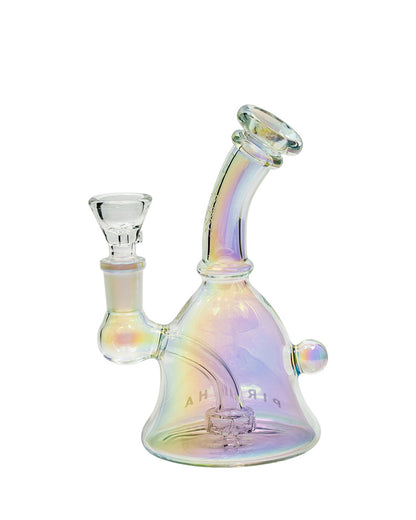 Piranha Bell Shaped Rig + Bong - Rainbow Electroplate