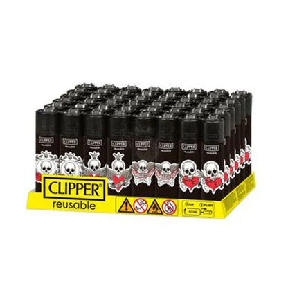 Clipper Lighters - Black & White Skull