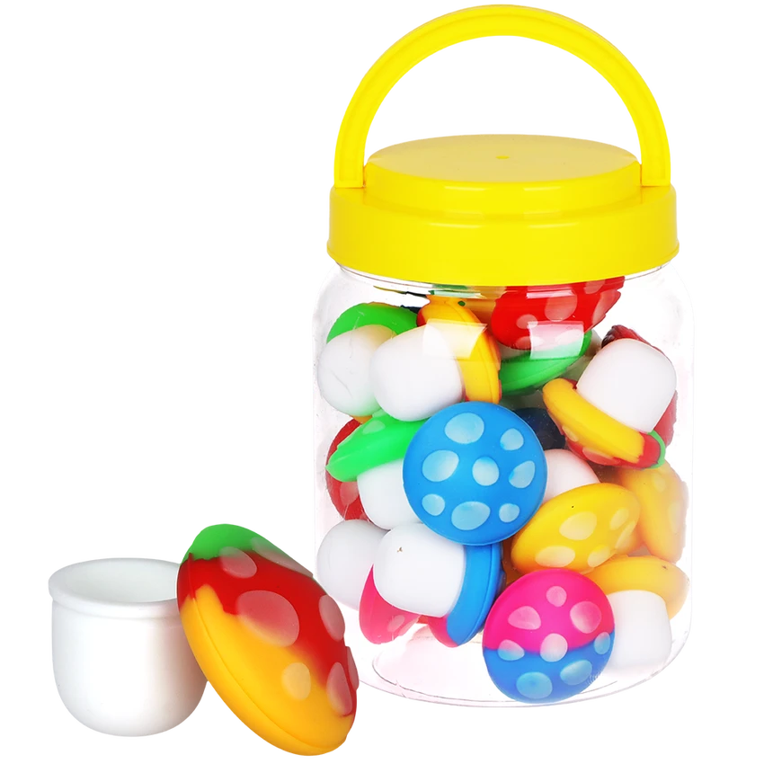 25ct Mushroom Silicone Concentrate Container Jar - 5ml / Assorted Colors
