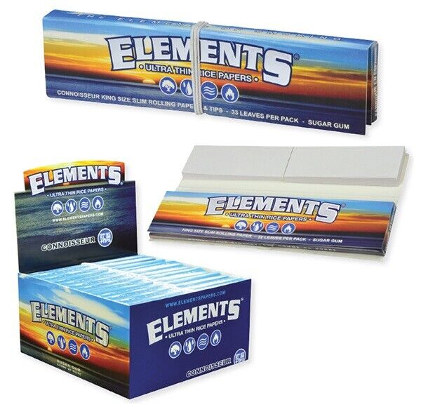 Elements Ultra Thin Rice Papers - King Size w Tips