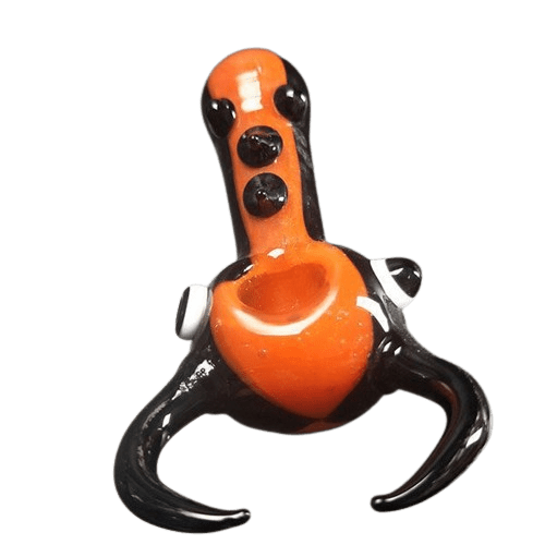 5" Beetle Glass Pipe - Orange/Black